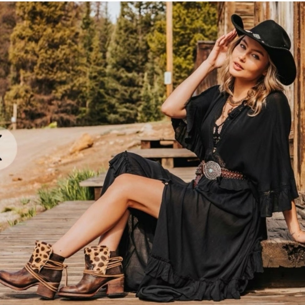 Freebird by Steven Brown Leather & Leopard Print Ankle Booties - Picture 2 of 9